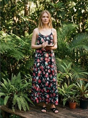 Cerule Floral Print Racerback Maxi Dress (D-1)